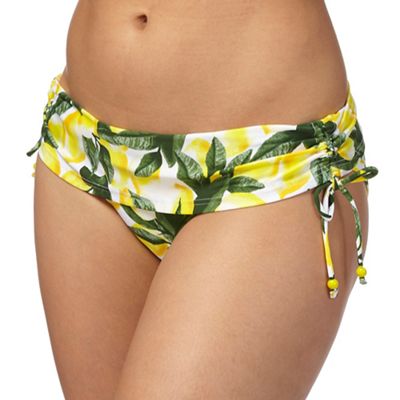 Yellow lemon print fold over bikini bottoms
